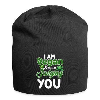 Véganisme végétalien - Bonnet en jersey - noir - Devant