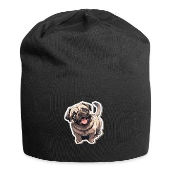 Mops Mops Hund Mops Sonnenbrille Mops Geschenk - Jersey-Beanie - Schwarz - Vorne