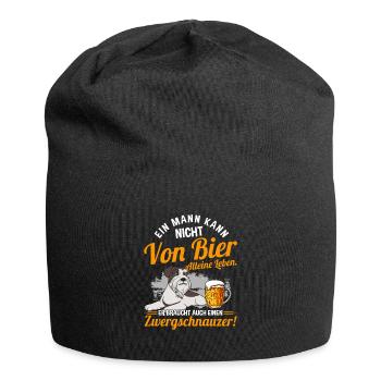 Ein Mann Kann Nicht Von Bier Alleine Leben Hund - Jersey-Beanie - Schwarz - Vorne