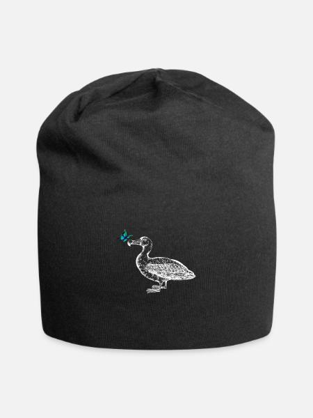 Seagull with butterfly - Jersey Beanie - black