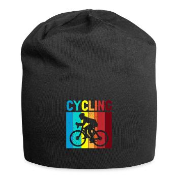 Sportlicher Retro-Biker: "Cycling" für Radler - Jersey-Beanie - Schwarz - Vorne