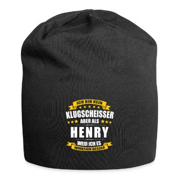Name Henry Vorname Klugscheisser Namenstag - Jersey-Beanie - Schwarz - Vorne