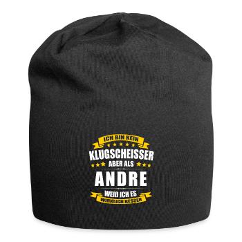 Name Andre Vorname Klugscheisser Namenstag - Jersey-Beanie - Schwarz - Vorne