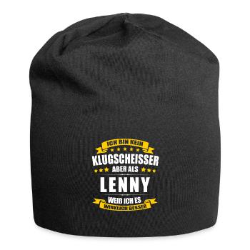 Name Lenny Vorname Klugscheisser Namenstag - Jersey-Beanie - Schwarz - Vorne