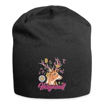 Herzmadl Trachten Shirt Frauen - Jersey-Beanie - Schwarz - Vorne