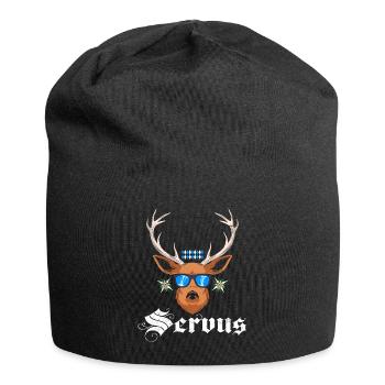 Bayerisch Servus Freistaat Bayern Blau Weiß - Jersey-Beanie - Schwarz - Vorne