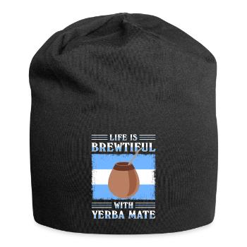Drapeau de l’Argentine Thé yerba maté argentin - Bonnet en jersey - noir - Devant
