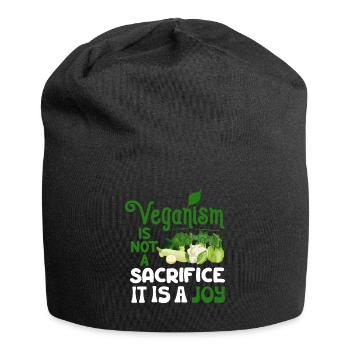 Véganisme végétalien - Bonnet en jersey - noir - Devant