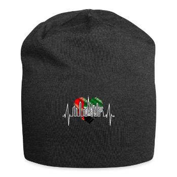 Dubai skyline heartbeat Burj Khalifa UAE flag - Jersey Beanie - charcoal grey - Front