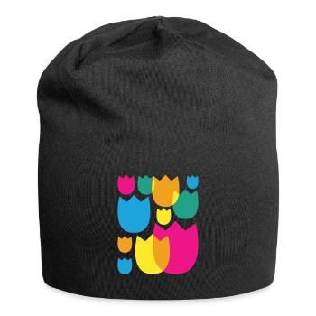 Tulpen Retro Florist Blumen Tulpe - Jersey-Beanie - Schwarz - Vorne