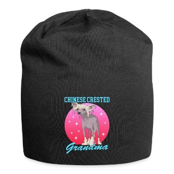 Chinese Crested Oma | Chinesischer Schopfhund - Jersey-Beanie - Schwarz - Vorne