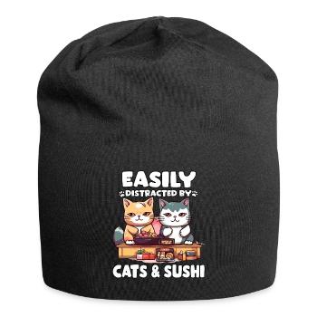 Kawaii Japon Neko Sushi Bowl Cats Ramen Otaku - Bonnet en jersey - noir - Devant