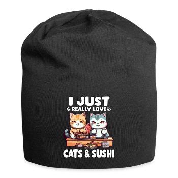 Otaku Anime T Japan Foodies Kawaii Cats Sushi - Jersey Beanie - black - Front