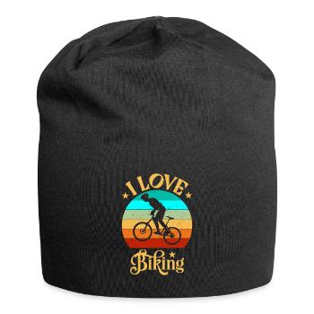 I Love Biking: Conception de vélo rétro pour les motards VTT - Bonnet en jersey - noir - Devant