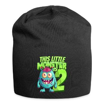 Dieses kleine Monster ist 2 - zwei Jahre - 2. - Jersey-Beanie - Schwarz - Vorne