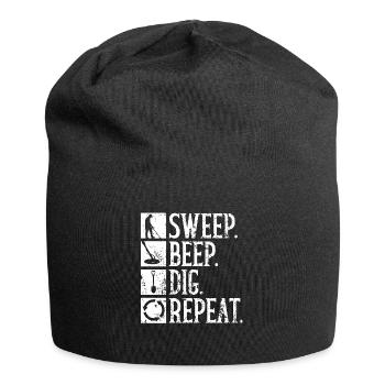 Wischen Piepsen Graben Wiederholen Metalldetektor - Jersey-Beanie - Schwarz - Vorne