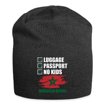 Luggage Passport No Kids Morocco Bound Holidays - Jersey Beanie - charcoal grey - Front