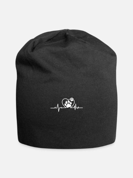 Herzschlag Hunde Pfoten Frequenz Hundeliebe Hunde - Jersey-Beanie - Schwarz