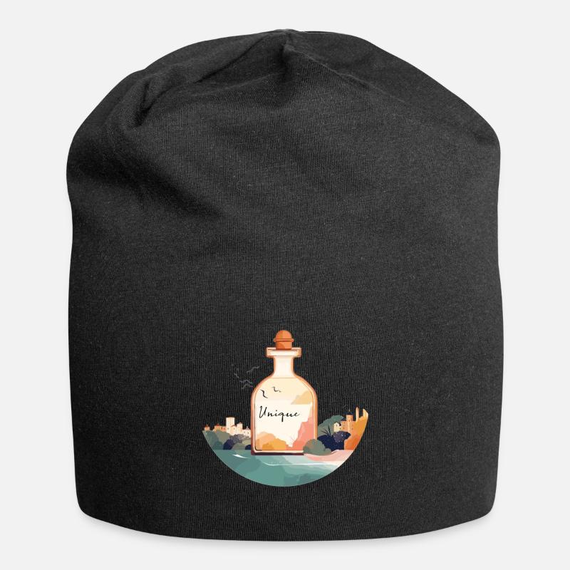 Perfümflasche "Unique" in einer schönen Landschaft - Jersey-Beanie - Schwarz