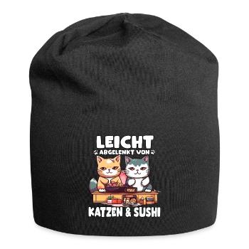 Sushi Katze Süße Katzen für den Sushi Abend - Jersey-Beanie - Schwarz - Vorne