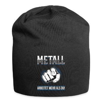 Metall arbeitet mehr als du - Handewrk Outfit - Jersey-Beanie - Schwarz - Vorne