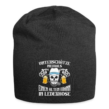 Unterschätze Nie einen Alten Mann in Lederhose - Jersey-Beanie - Anthrazit - Vorne