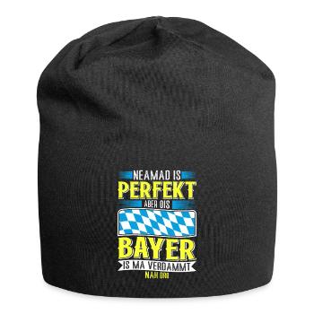 Bayern Niemand Is Perfekt Aber Ois Bayer nah Dro - Jersey-Beanie - Schwarz - Vorne