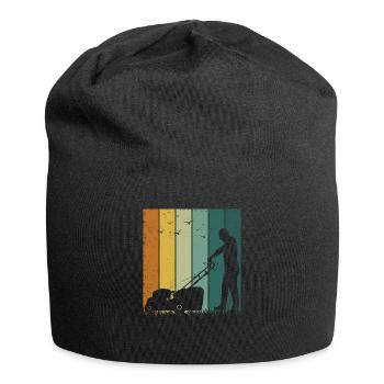 Retro Vintage Lawn Mower Landscaper - Jersey Beanie - black - Front