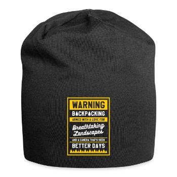 Warnung Backpacking bewaffnet mit einer Liebe zu - Jersey-Beanie - Schwarz - Vorne