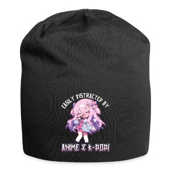 Easily distracted by Anime and K-Pop - Jersey-Beanie - Schwarz - Vorne