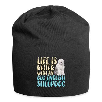 Vieux chien de berger anglais Sheepie Bobtail - Bonnet en jersey - noir - Devant