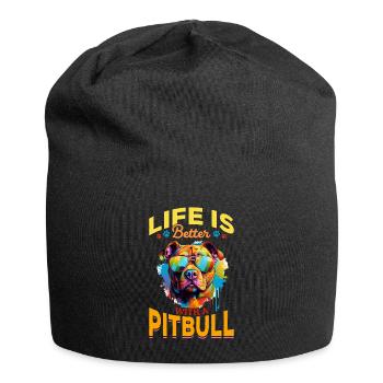 Pittie Dog Breed Pet Life Is Better With A Pitbull - Jersey Beanie - black - Front