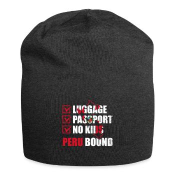 Luggage Passport No Kids Peru Bound Vacation Trip - Jersey Beanie - charcoal grey - Front