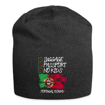 Luggage Passport No Kids Portugal Bound Vacation - Jersey Beanie - charcoal grey - Front