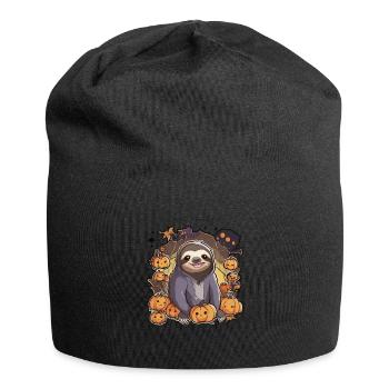 Paresseux Halloween Paresseux Paresseux Citrouille paresseuse - Bonnet en jersey - noir - Devant