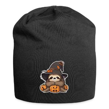 Paresseux Halloween Paresseux Paresseux Citrouille paresseuse - Bonnet en jersey - noir - Devant