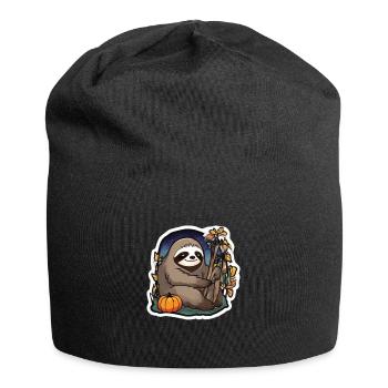 Paresseux Halloween Paresseux Paresseux Citrouille paresseuse - Bonnet en jersey - noir - Devant