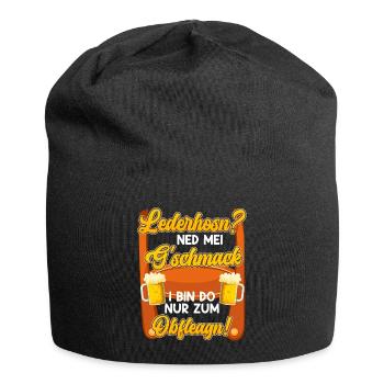 Lederhosn? Ned mei Gschmack Do zum Obfleagn! - Jersey-Beanie - Schwarz - Vorne