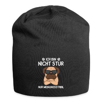 Ich bin nicht Stur nur Meinungsstabil Mops - Jersey-Beanie - Schwarz - Vorne