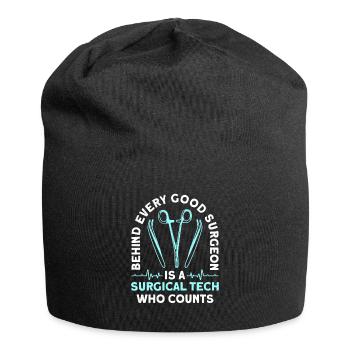 Hinter Jedem Guten Chirurg - Lustiger - Jersey-Beanie - Schwarz - Vorne
