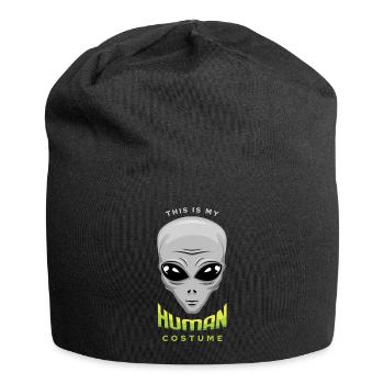 Alien Human Costume Funny Lazy Creepy Halloween - Jersey Beanie - black - Front