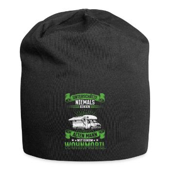 Unterschätze niemals einen alten Man mit Wohnwagen - Jersey-Beanie - Schwarz - Vorne