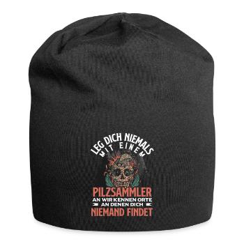 Pilzsammler Pilze sammeln Schwammerlsuche - Jersey-Beanie - Schwarz - Vorne