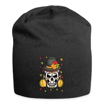 Cool Fall Autumn Pumpkin Muertos Day Of Dead - Jersey Beanie - black - Front
