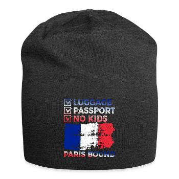 Luggage Passport No Kids France Bound Holidays - Jersey Beanie - charcoal grey - Front