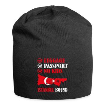 Luggage Passport No Kids Istanbul Bound Vacation - Jersey Beanie - black - Front