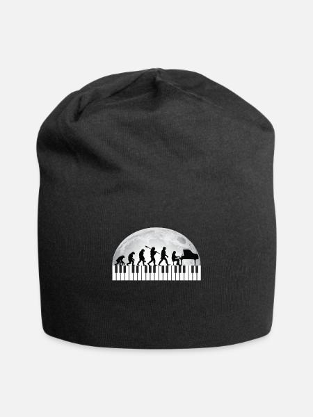 Piano Mond Klavier Noten - Jersey-Beanie - Schwarz