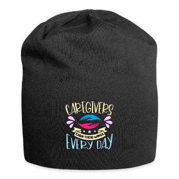 Caregiving Caregivers Earn Their Caregiving Team - Jersey Beanie - black - Front