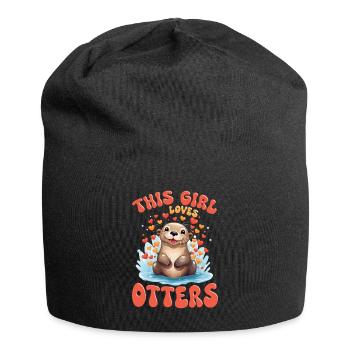 Otter Animal Kids & Adult - This Girl loves Otters - Jersey Beanie - black - Front