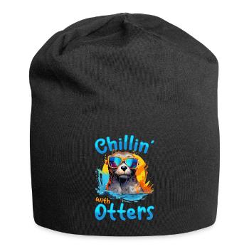 Otter Animal Kids & Adult - Chillin' with Otters - Jersey Beanie - black - Front